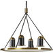 Dunlop 4 Light Black / Brass / Black Chandelier Ceiling Light